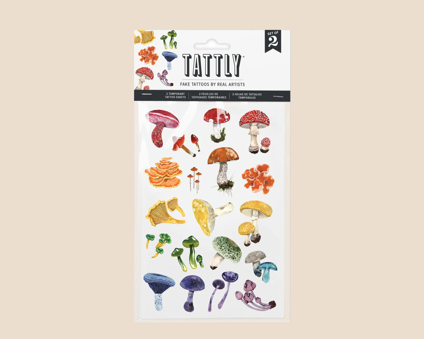 Rainbow of Mushrooms- Tiny Temporary Tattoos