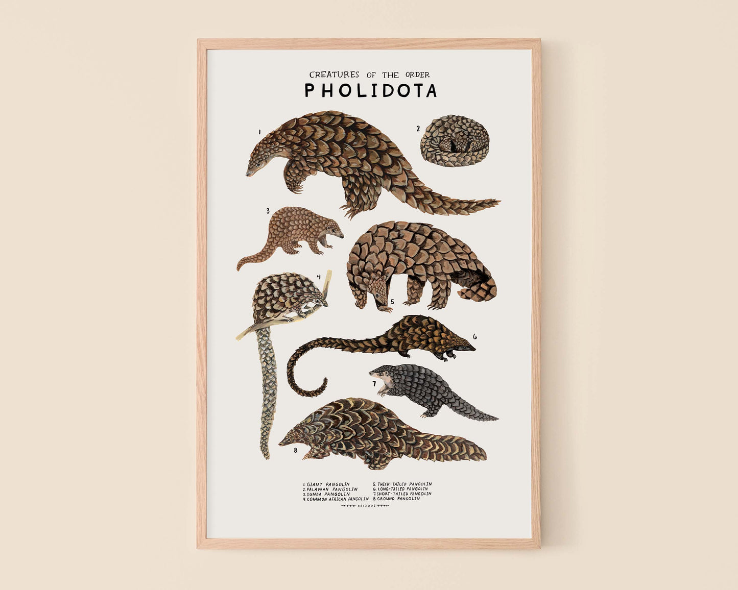 Pangolins art print- Creatures of the Order Pholidota