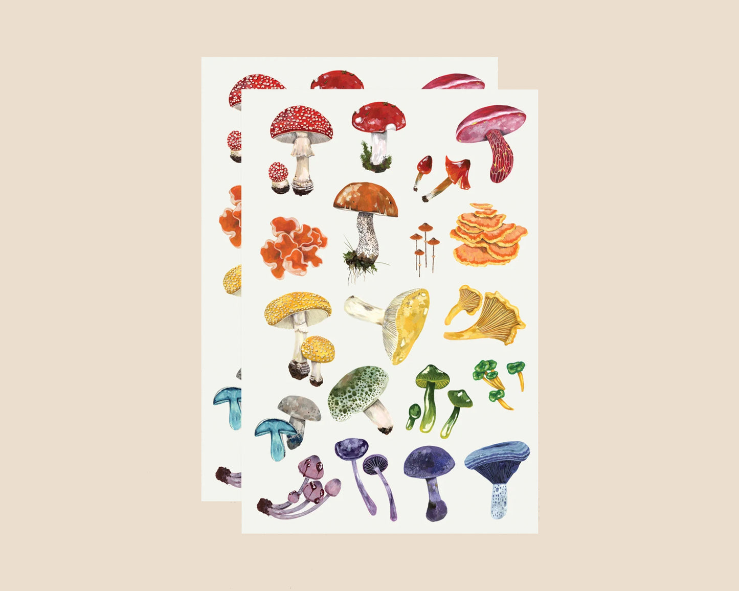 Rainbow of Mushrooms- Tiny Temporary Tattoos